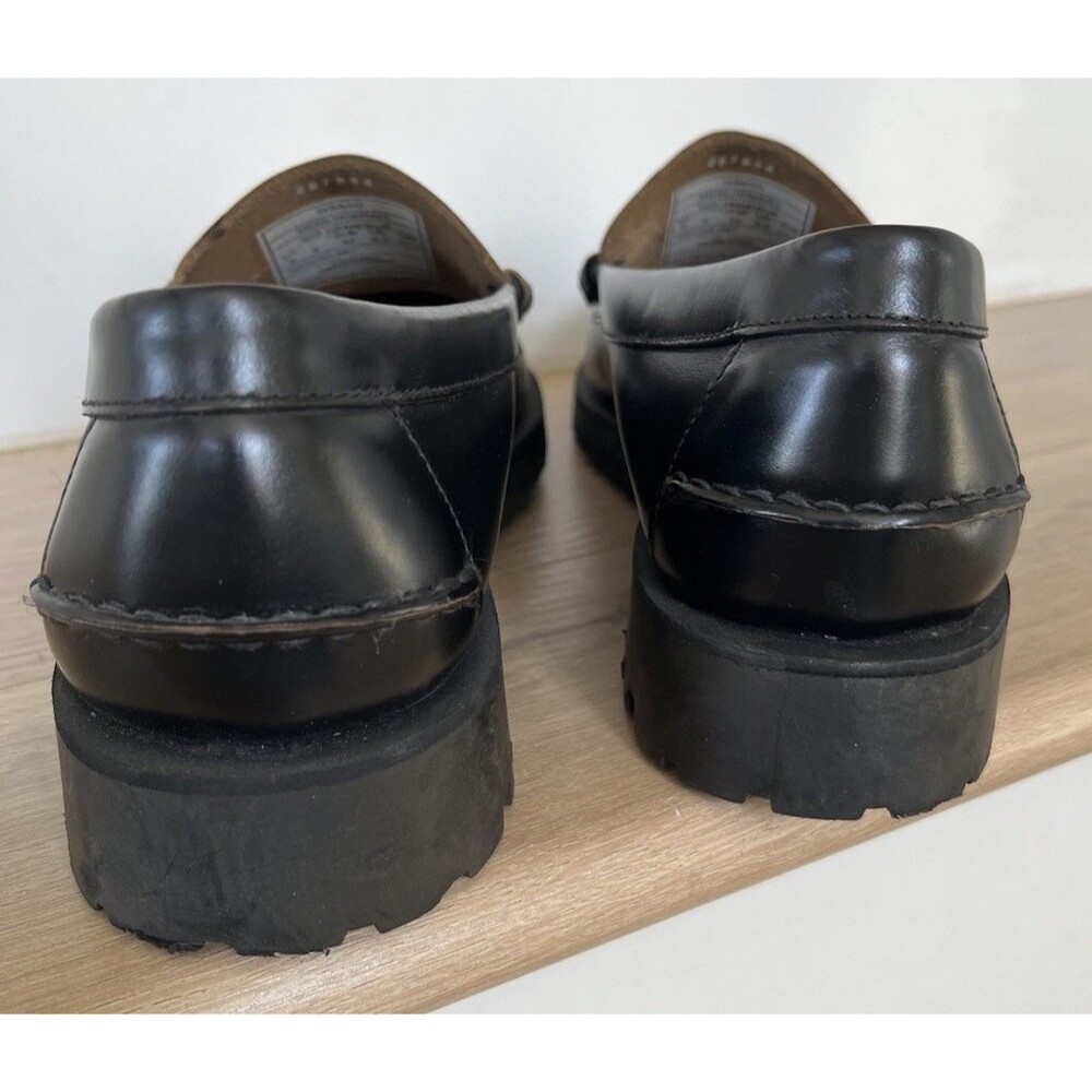 Sebago Classic Dan Leather Penny Loafers Mens Sz 9 Black White Quiet Luxury - Picture 7 of 14